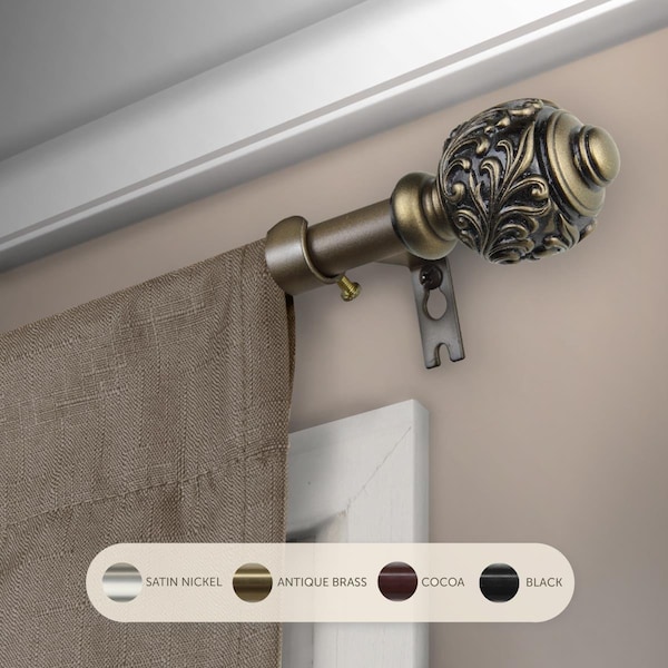 Central Design 0.625 in. Aria Curtain Rod with 28 to 48 in. Extension, Antique Gold 5709-284 - main